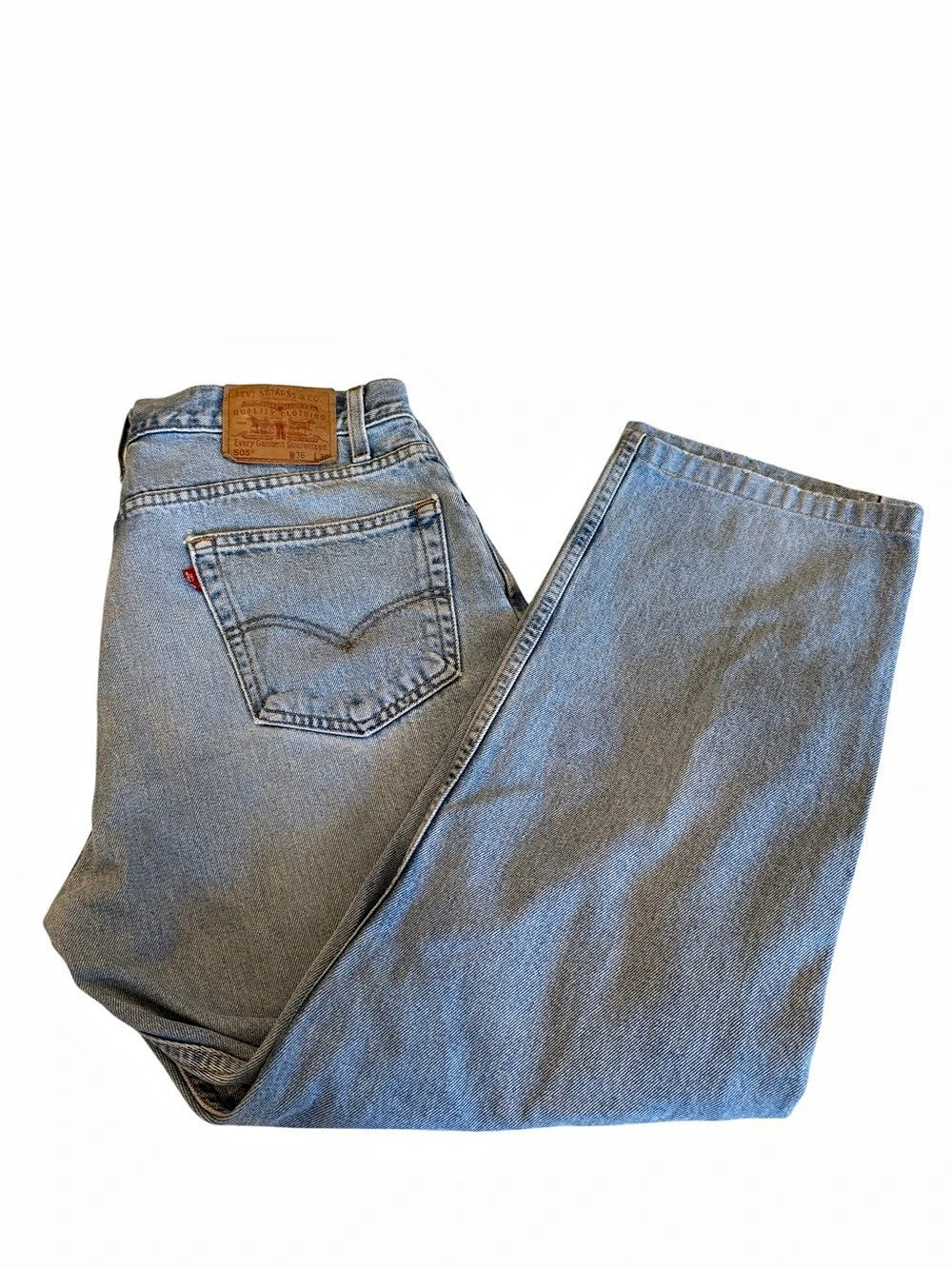 Vintage Y2K Levi’s 505 Light Wash Straight Leg Jeans W36 Short Inseam 26”not 30